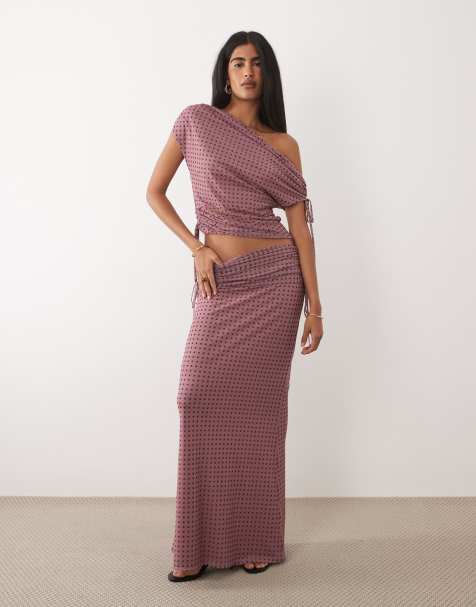 ASOS DESIGN - Gerimpelde rok van mesh met stippenprint, deel van co-ord set - view 1