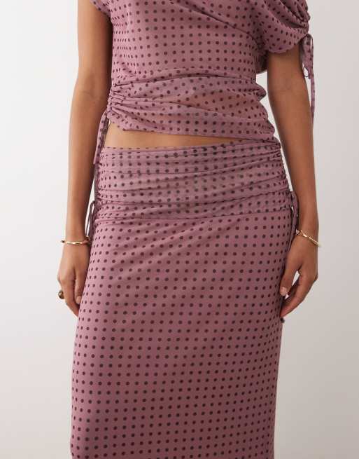 ASOS DESIGN - Gerimpelde rok van mesh met stippenprint, deel van co-ord set, 4 van 5