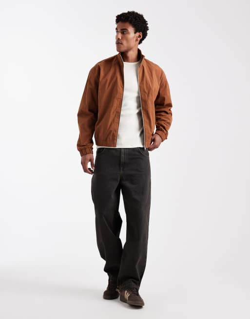 ASOS DESIGN – Gerippte Bomberjacke in Rostrot mit Stehkragen, 2 von 5