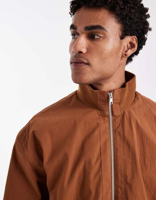 ASOS DESIGN – Gerippte Bomberjacke in Rostrot mit Stehkragen, 4 von 5