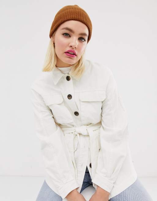 ASOS DESIGN – Gerippte Fischer-Strickmütze aus recyceltem Polyester in Tabak