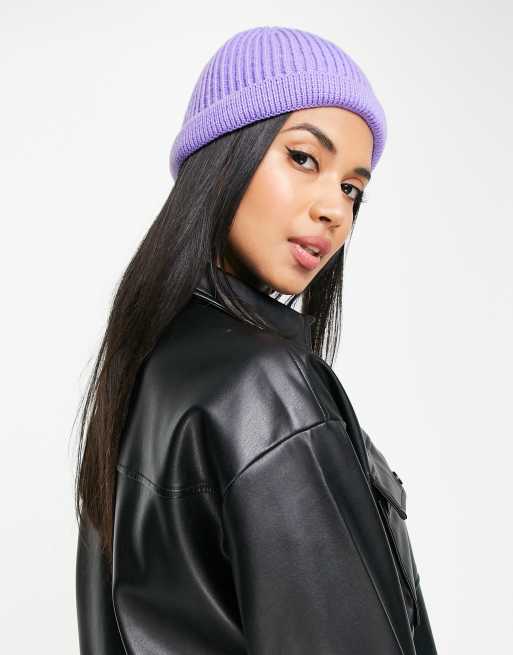 ASOS DESIGN – Gerippte Fischermütze aus Polyester in Lila - LILAC
