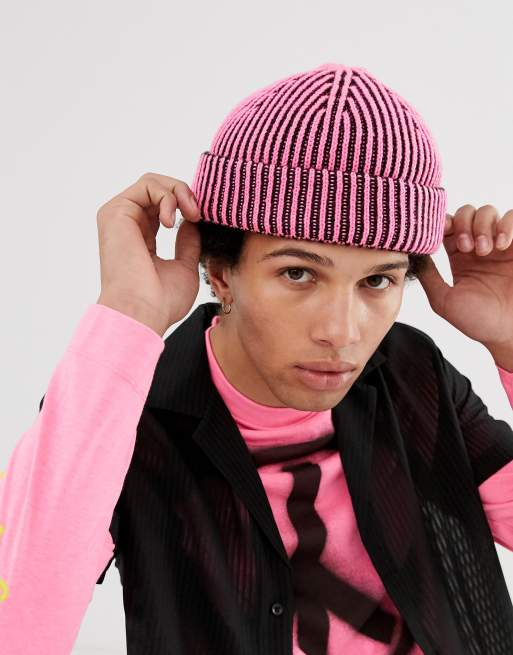 ASOS DESIGN – Gerippte Fischermütze in Rosa