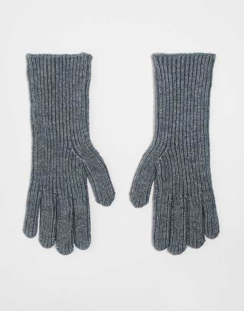 ASOS DESIGN – Gerippte Handschuhe in Grau mit langen Bündchen - view 1