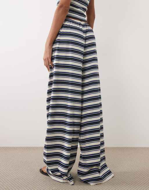 ASOS DESIGN – Gerippte Hose in Blau gestreift mit weitem Bein, Kombiteil, 3 von 5