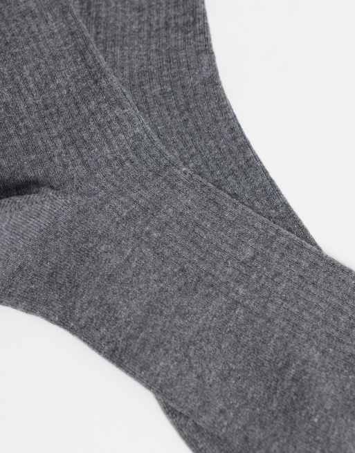 ASOS DESIGN gerippte Kniestrümpfe in Dunkelgrau, 3 von 3