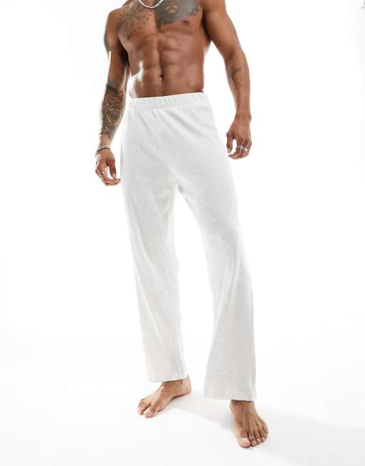 ASOS DESIGN – Gerippte Lounge-Hose in Kalkgrau