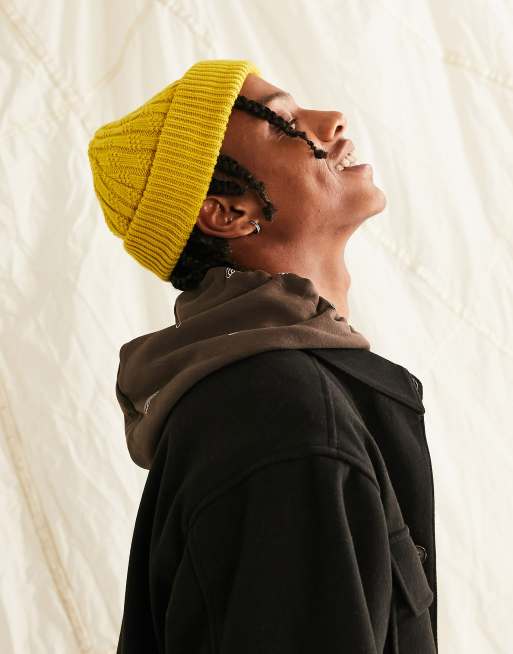 ASOS DESIGN – Gerippte Mini-Fischermütze mit Struktur in Chartreuse