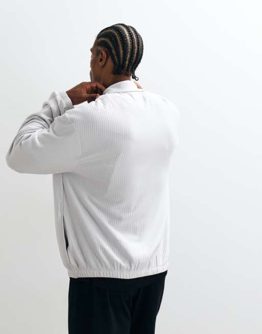 ASOS DESIGN – Gerippte Oversize-Harrington-Jacke in Grau mit Reißverschluss, Kombiteil, 5 von 5