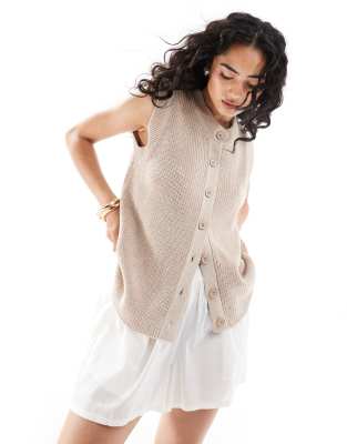 ASOS DESIGN – Gerippte Oversize-Weste in Hellbeige