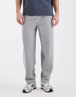 Gerippte Slim-Fit-Jogginghose in meliertem Grau mit Ballon-Beinschnitt Grau S