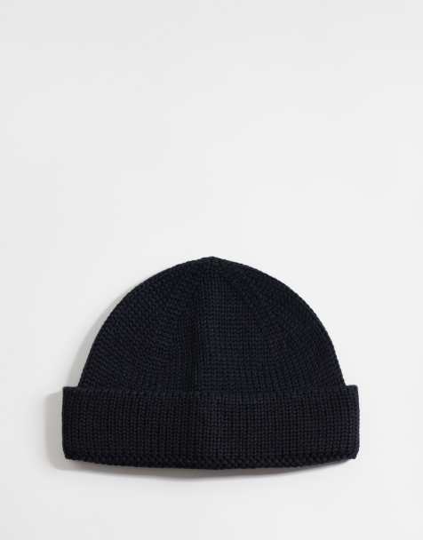 ASOS DESIGN – Gerippte Strickmütze in Schwarz - view 1