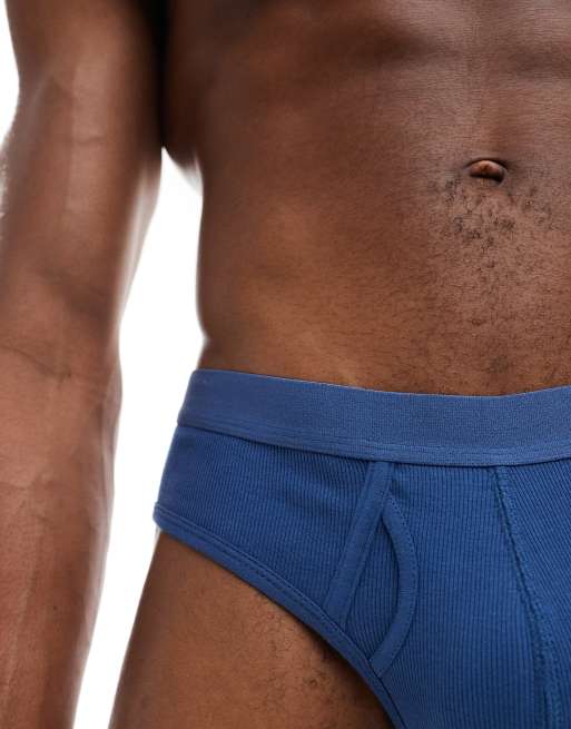 ASOS DESIGN – Gerippte Unterhose in Blau, 3 von 4