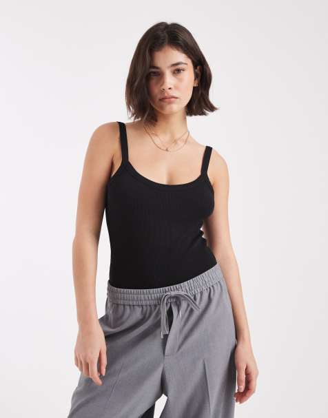 ASOS DESIGN – Gerippter Baumwoll-Body in Schwarz mit tiefem Rückenausschnitt - view 1