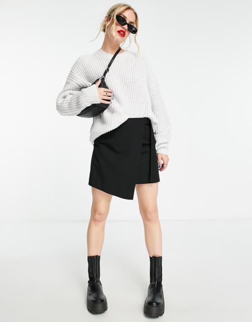 ASOS DESIGN – Gerippter Grobstrickpullover in Hellgrau mit Rundhalsausschnitt, 3 von 4