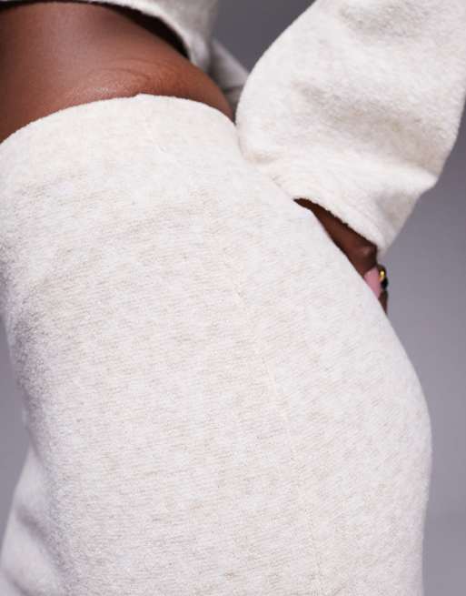 ASOS DESIGN – Gerippter Maxirock aus angerautem Stoff in Haferbeige mit geradem Schnitt, Kombiteil, 2 von 5