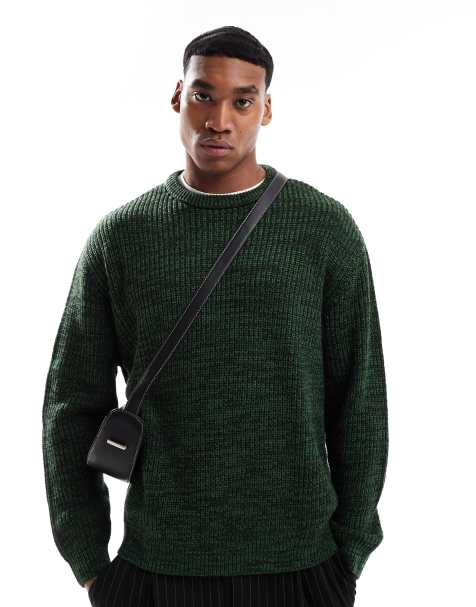 ASOS DESIGN – Gerippter Oversize-Strickpullover in der Farbe Twist-Grün mit Patentmuster - view 1