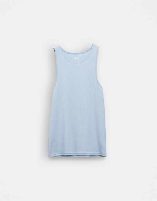 ASOS DESIGN – Geripptes Basic-Muskelshirt in Hellblau, 6 von 7