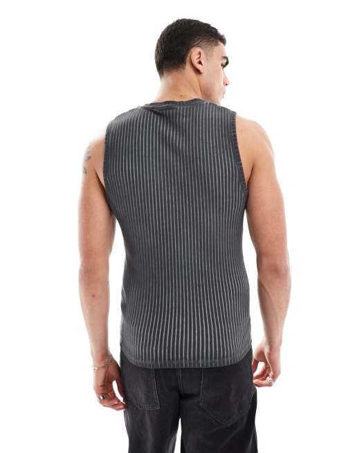 ASOS DESIGN – Geripptes Muskel-Trägertop im Tanktop-Stil in Öl-Waschung, 2 von 4