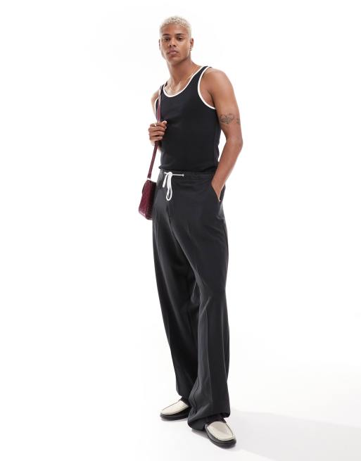 ASOS DESIGN – Geripptes Muskel-Trägertop in Schwarz mit kontrastierender Einfassung, 2 von 4