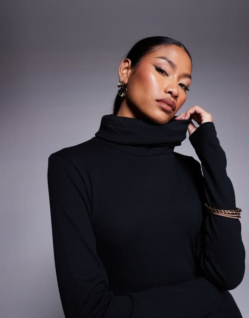 Asos black turtleneck dress online