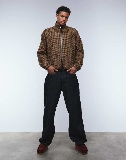 ASOS DESIGN - Geruit Harrington jack van wolmix in bruin, 2 van 5
