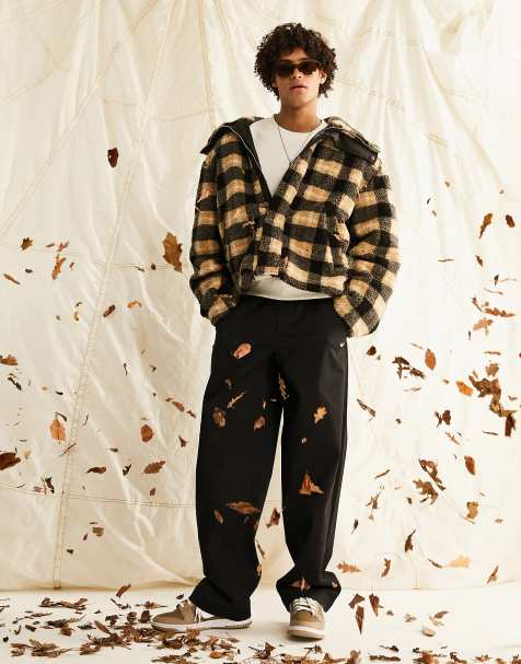 Heren Sherpa gevoerd fleece geruit flanellen overhemdjack, lange