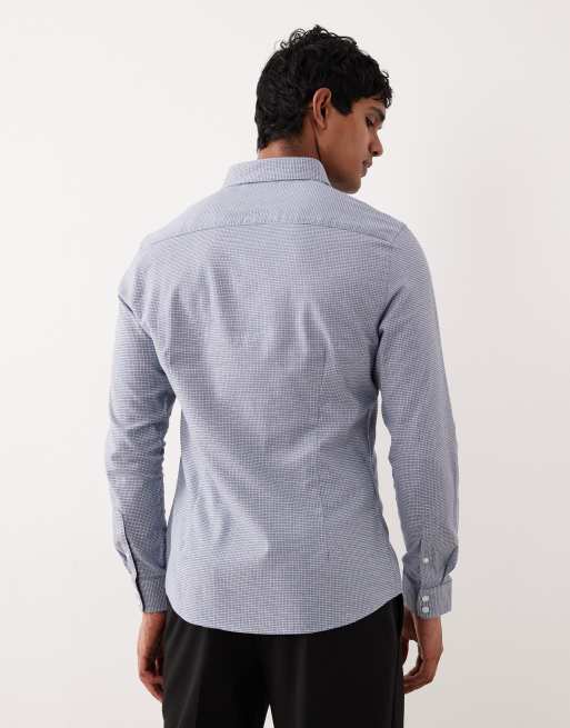 ASOS DESIGN - Geruit kreukvrij overhemd in blauw, 3 van 5