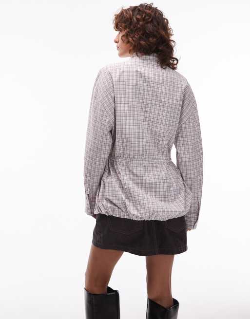 ASOS DESIGN - Geruit overhemd met opstaande boord en trekkoord in de taille, 4 van 4