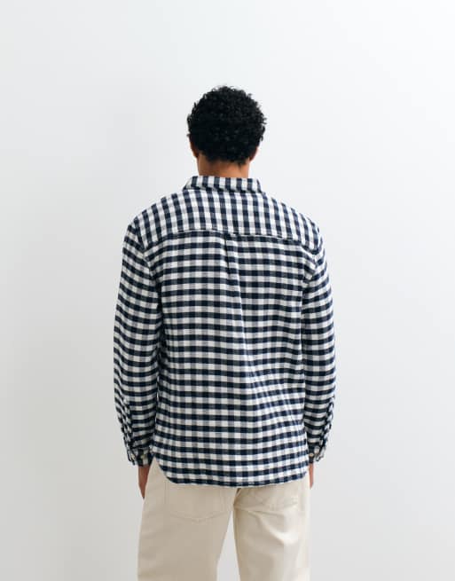 ASOS DESIGN - Geruit overshirt met opgestikte zakken in marineblauw, 5 van 5