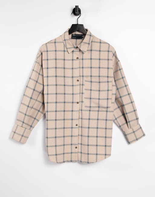 ASOS DESIGN - Geruit shacket in camel
