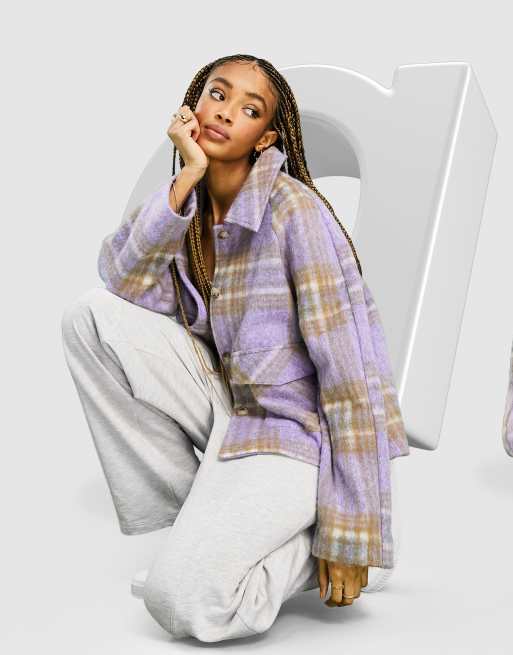 ASOS DESIGN - Geruit shacket in lila