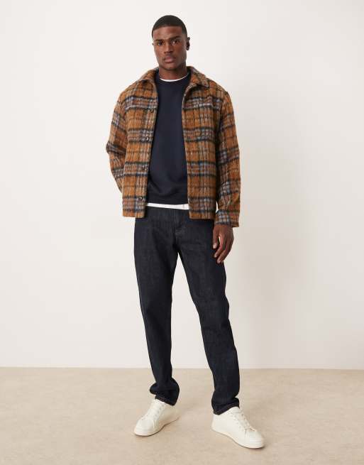 ASOS DESIGN - Geruit shacket met wollook in bruin, 2 van 5