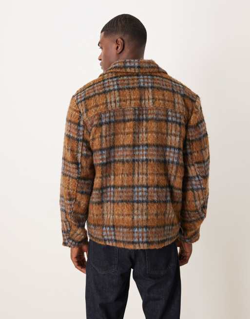 ASOS DESIGN - Geruit shacket met wollook in bruin, 3 van 5