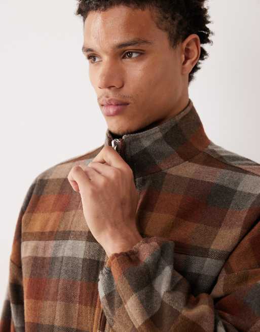 ASOS DESIGN - Geruit trainingsjack van wolmix in bruin, 5 van 5