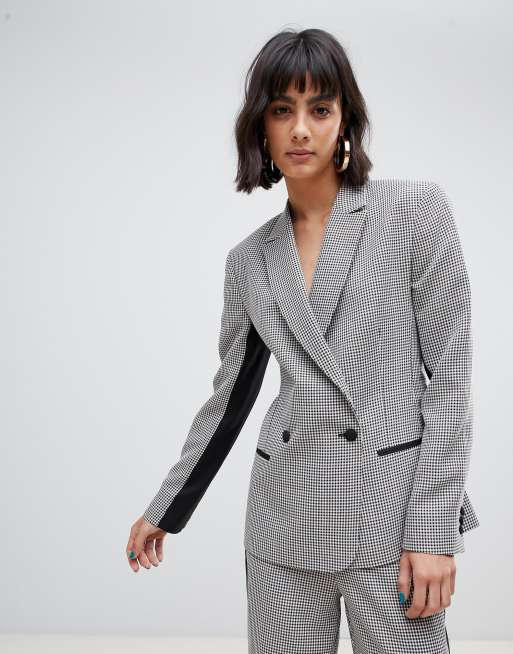 ASOS DESIGN - Geruite blazer met contrasterende zijstreep