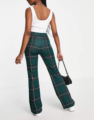 ASOS DESIGN - Geruite broek met rechte pijpen in zwart en groen | ASOS