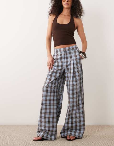 ASOS DESIGN - Geruite broek met wijde pijpen - view 1