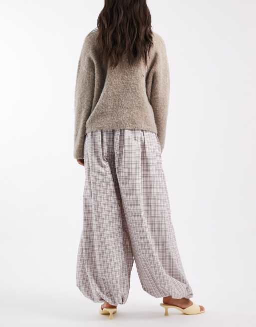 ASOS DESIGN - Geruite broek van katoen met ballonpijpen in bruin, 3 van 5