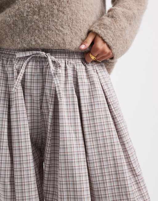 ASOS DESIGN - Geruite broek van katoen met ballonpijpen in bruin, 4 van 5