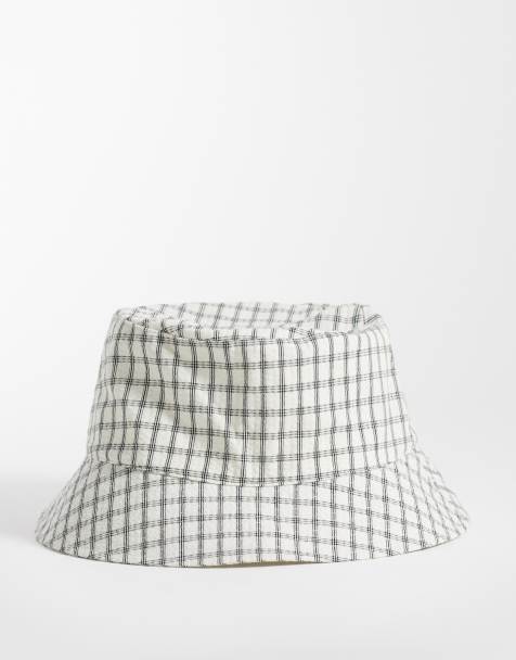 ASOS DESIGN - Geruite bucket hat van seersucker in wit - view 1