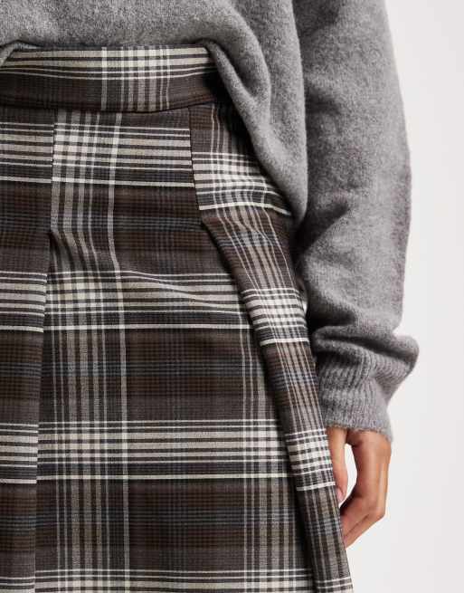 ASOS DESIGN - Geruite geplooide maxi cirkelrok, 3 van 5