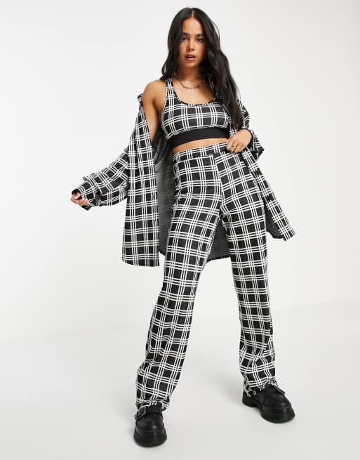 ASOS DESIGN - Geruite jersey shacket met lange pasvorm in mono, 4 van 4