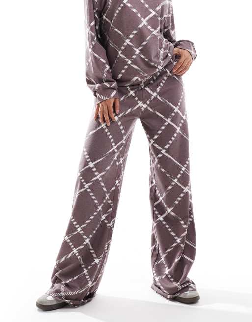 ASOS DESIGN - Geruite joggingbroek met rechte pijpen in bruin, deel van co-ord set, 2 van 5