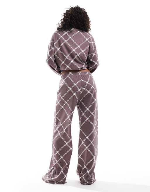 ASOS DESIGN - Geruite joggingbroek met rechte pijpen in bruin, deel van co-ord set, 3 van 5