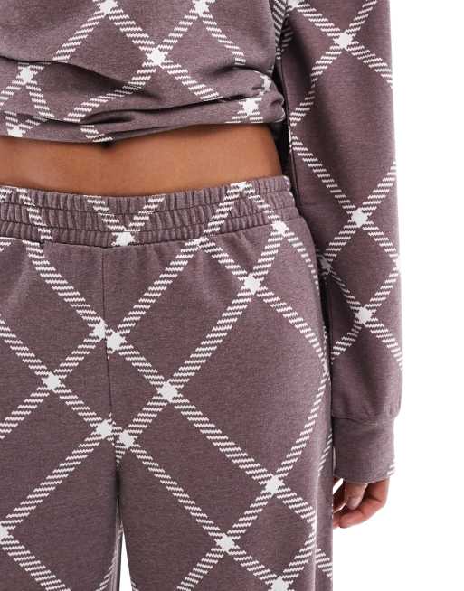 ASOS DESIGN - Geruite joggingbroek met rechte pijpen in bruin, deel van co-ord set, 4 van 5