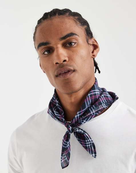 ASOS DESIGN - Geruite katoenen bandana in blauw - view 1