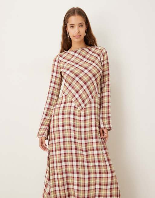 ASOS DESIGN - Geruite maxi jurk in multi, 4 van 4
