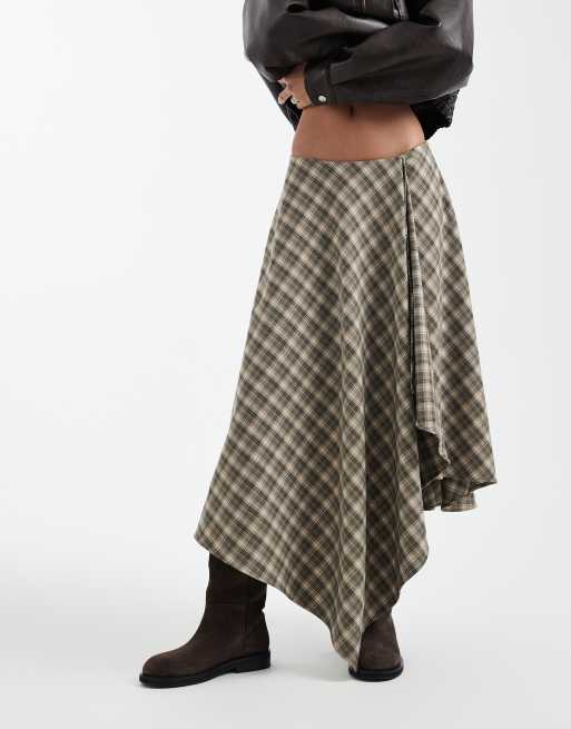 ASOS DESIGN - Geruite maxi rok met zakdoekzoom, 2 van 5