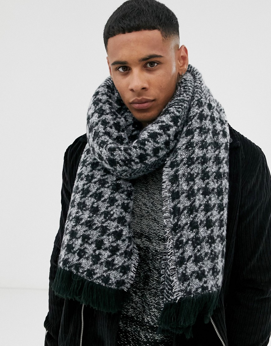ASOS DESIGN - Geruite omslag-sjaal met zachte textuur in zwart en grijs